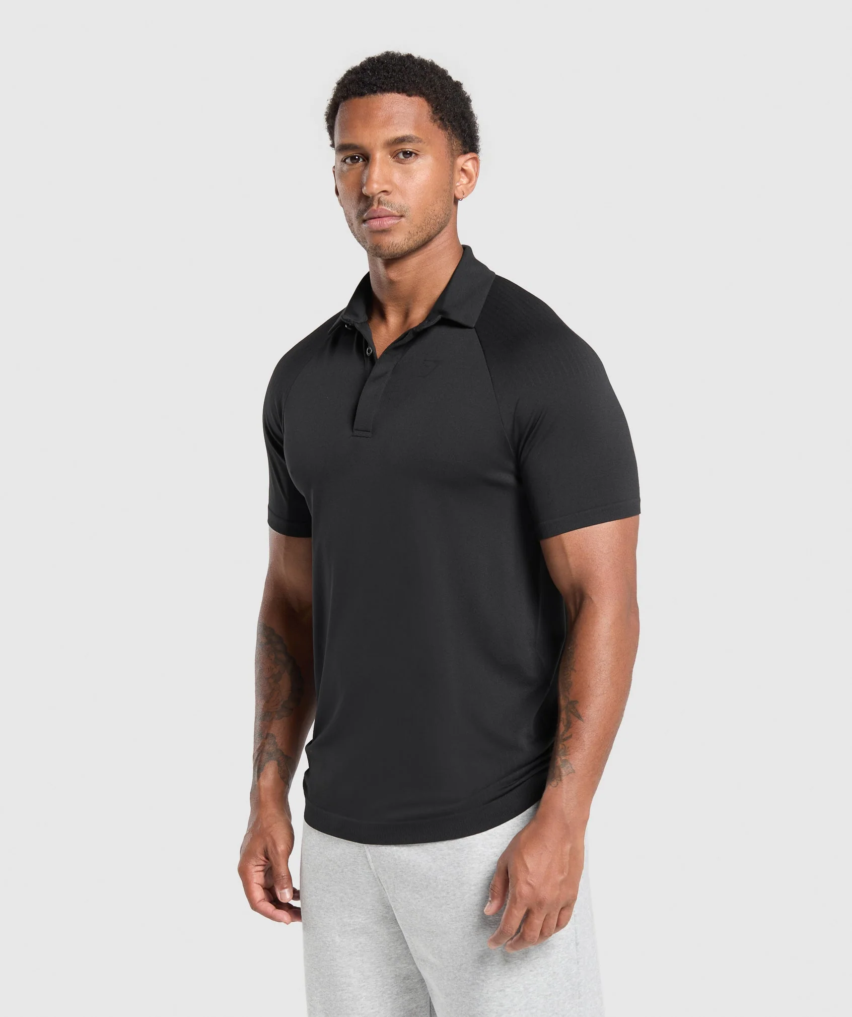 Seamless Polo Shirt – Black - Imagen 2