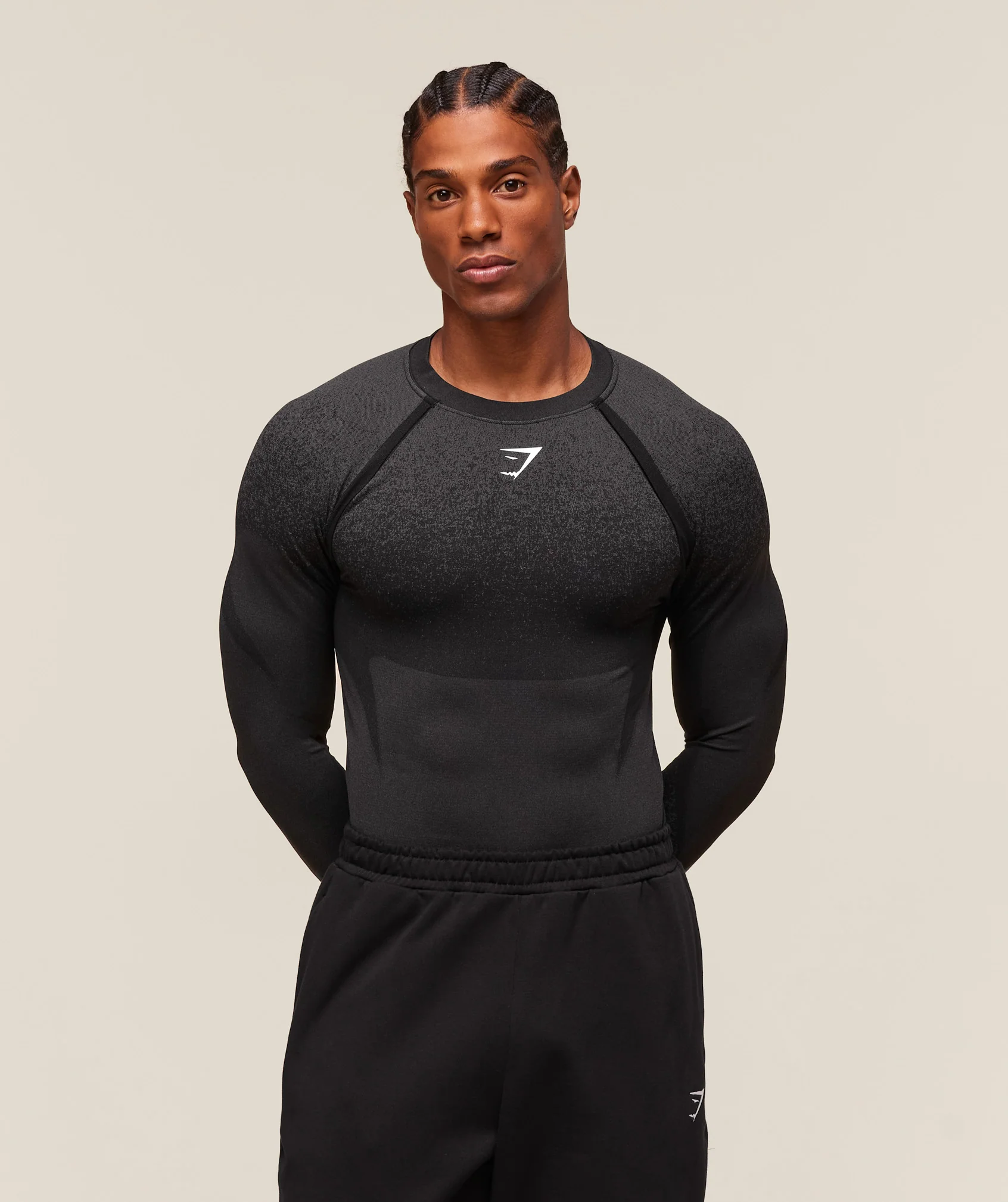 Shadow Seamless Long Sleeve T-Shirt – Black