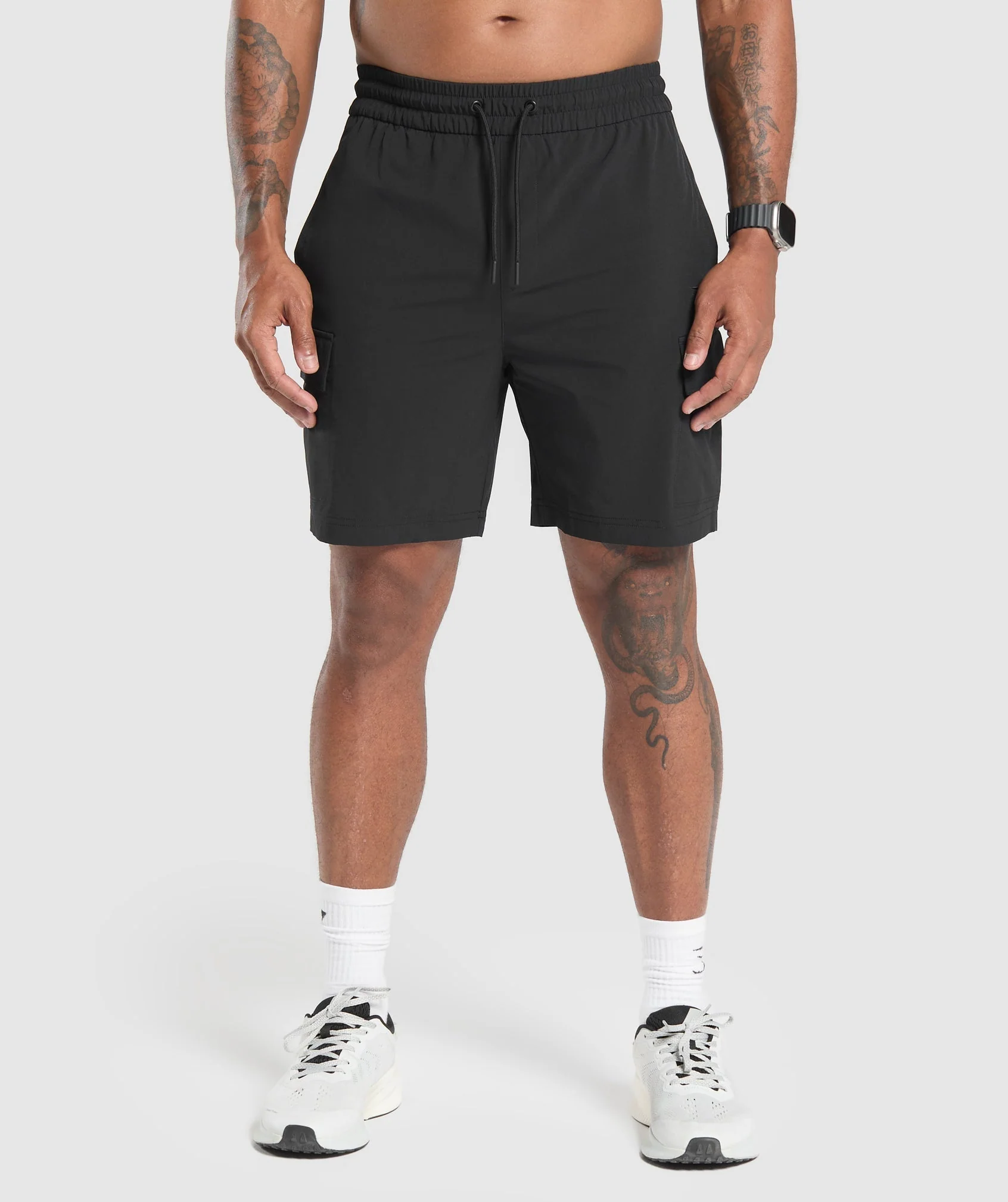 Stretch Woven Cargo Shorts – Black