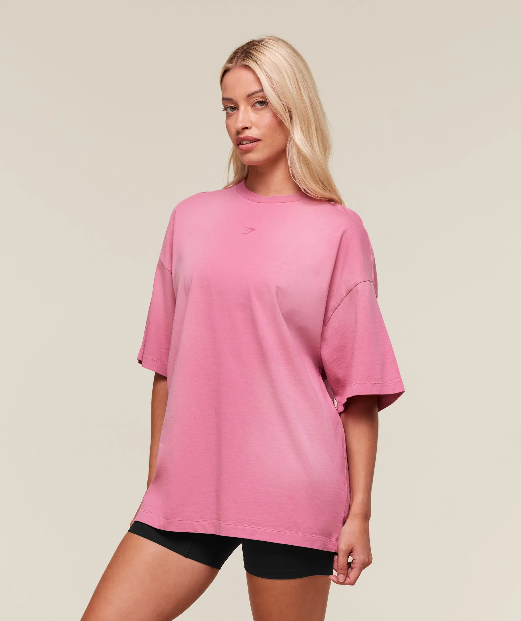 Summer Tie-Dye Graphic Oversized T-Shirt – Sunset Pink/Wash