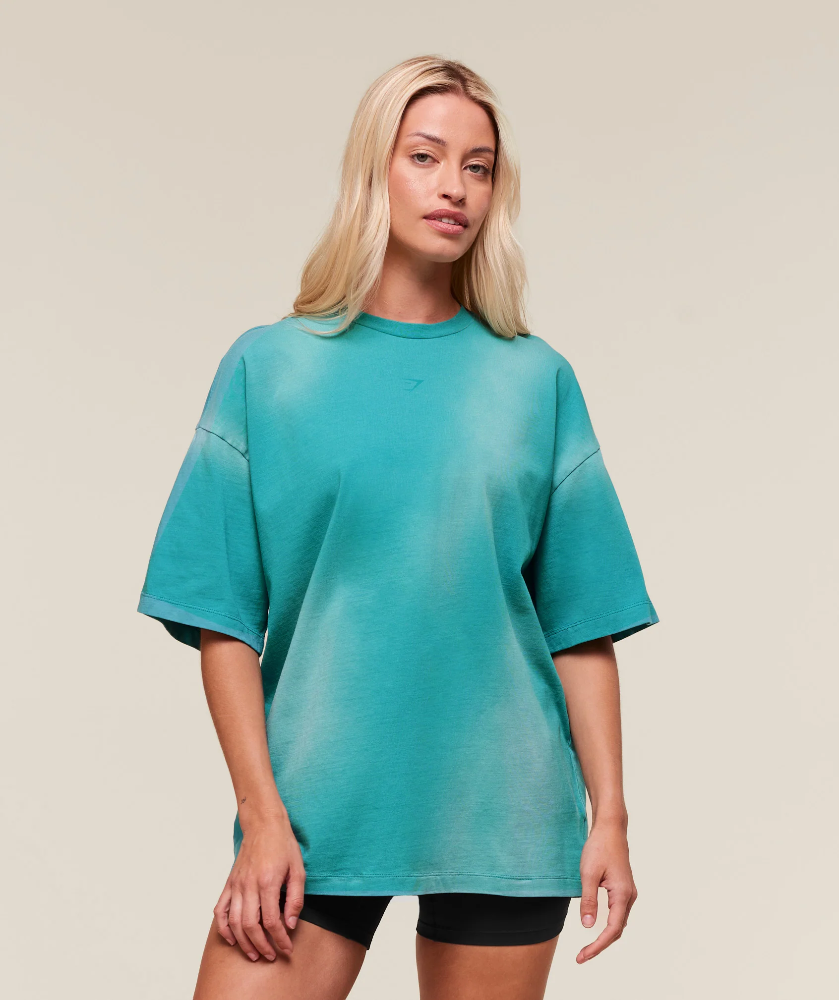 Summer Tie-Dye Graphic Oversized T-Shirt – Jewel Teal/Wash