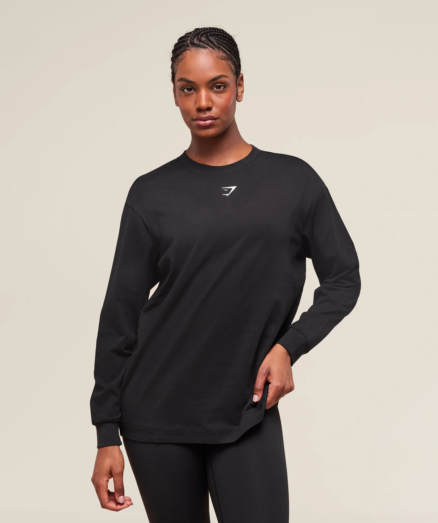 Trace Graphic Long Sleeve Top – Black