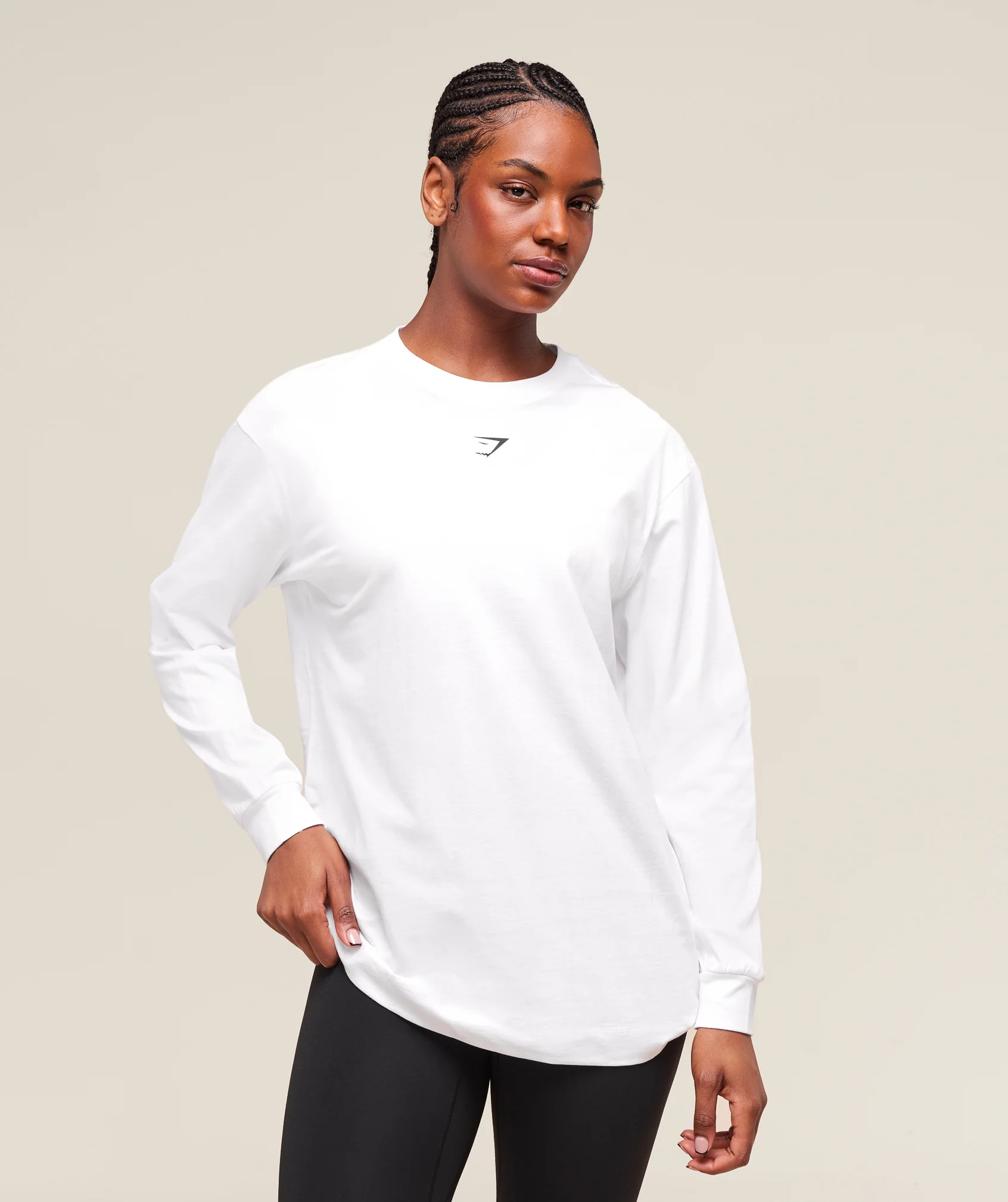 Trace Graphic Long Sleeve Top – White
