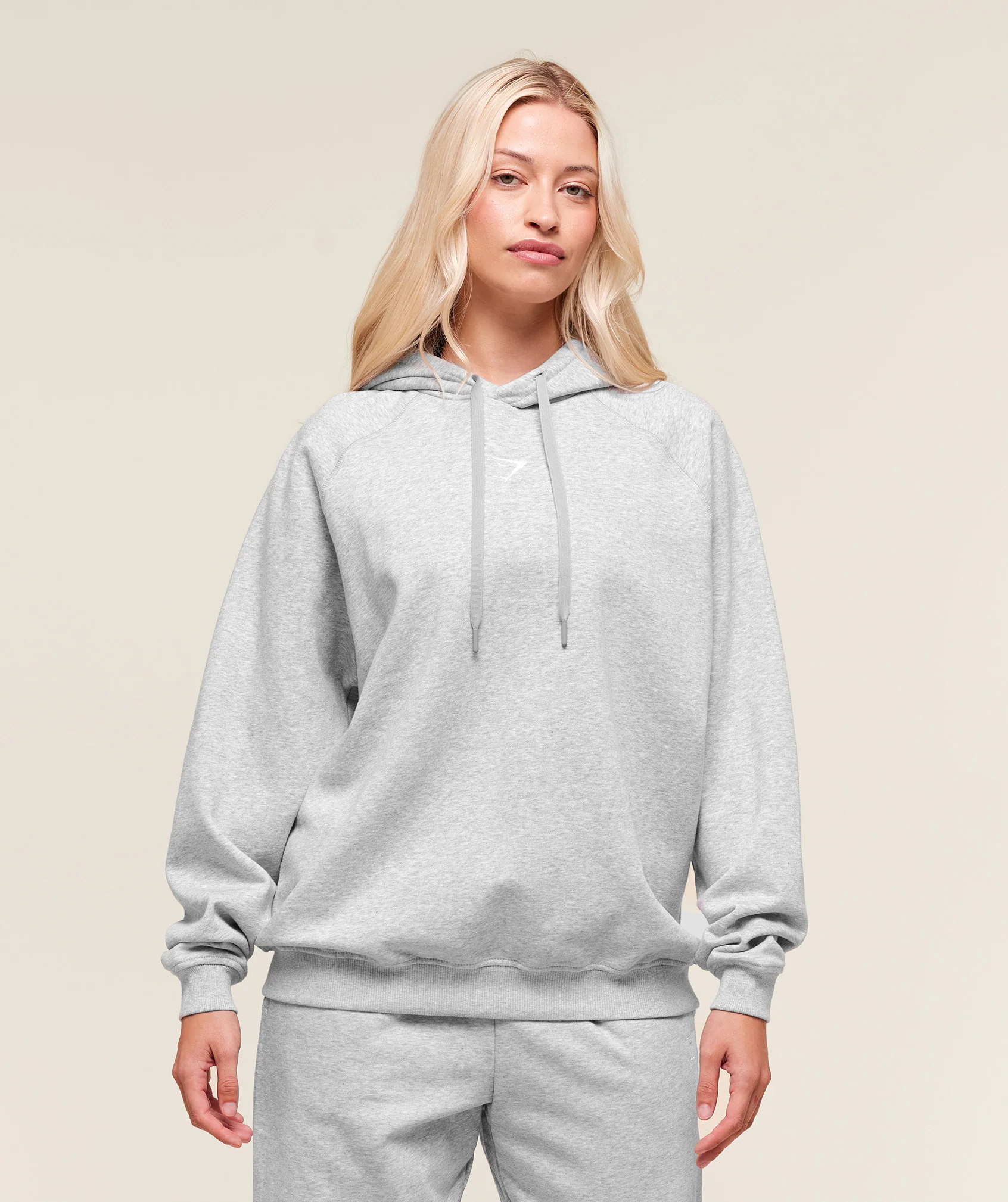 Training Oversized Fleece Hoodie – Light Grey Core Marl