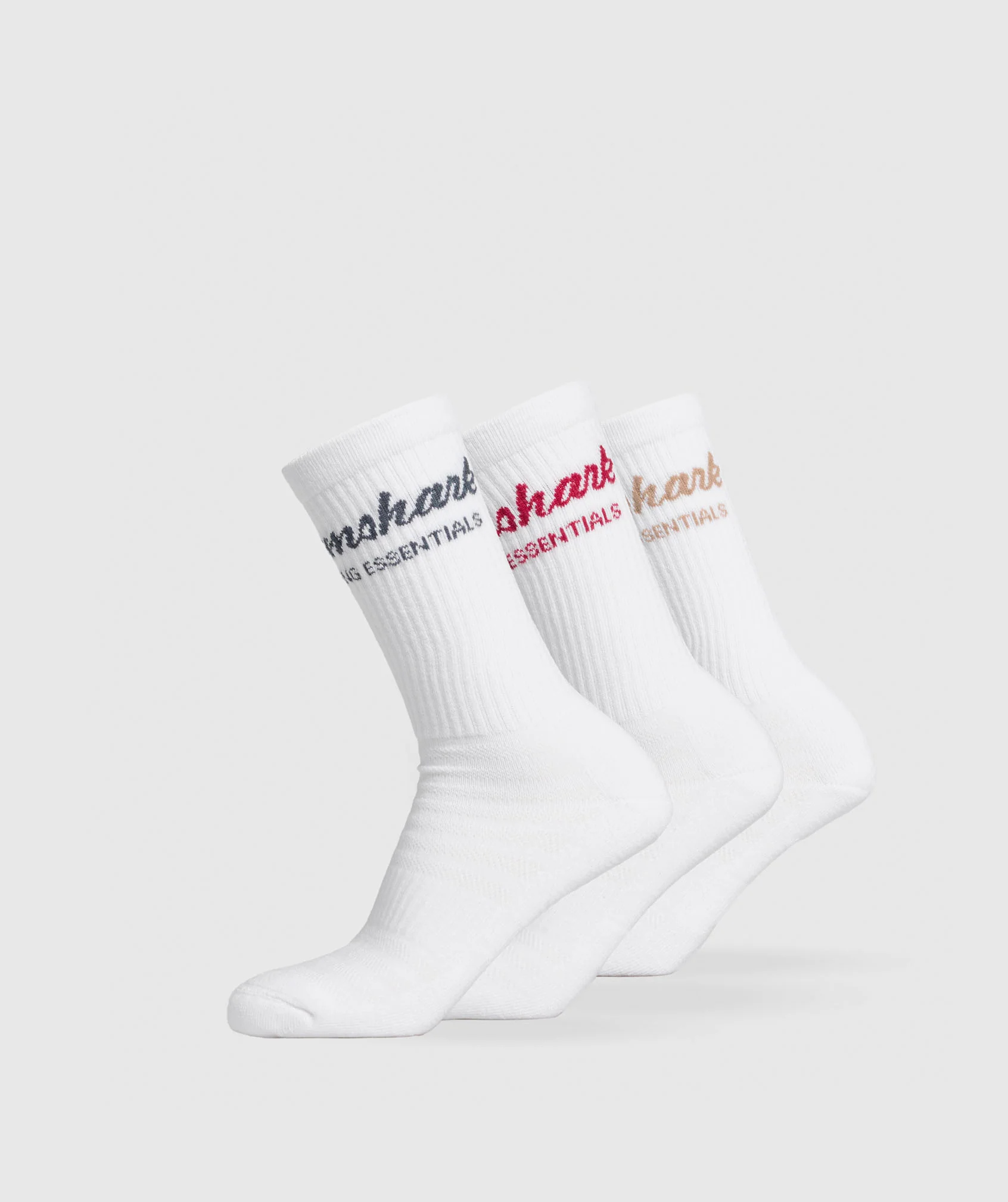 Trucker Crew Sock 3pk – White/Titanium Blue/Conditioning Red/Deep Fawn Brown