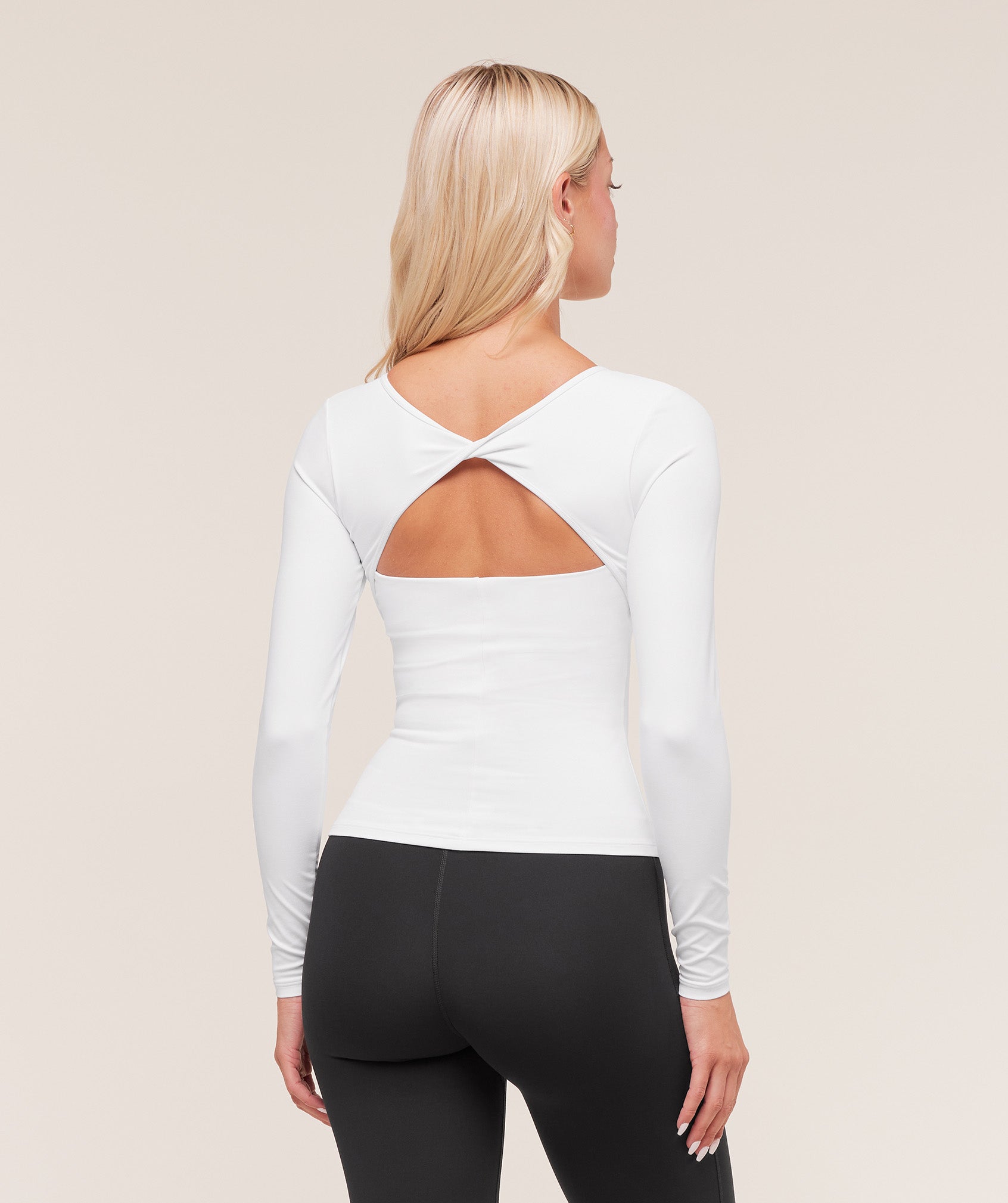 Twist Back Long Sleeve Top – White