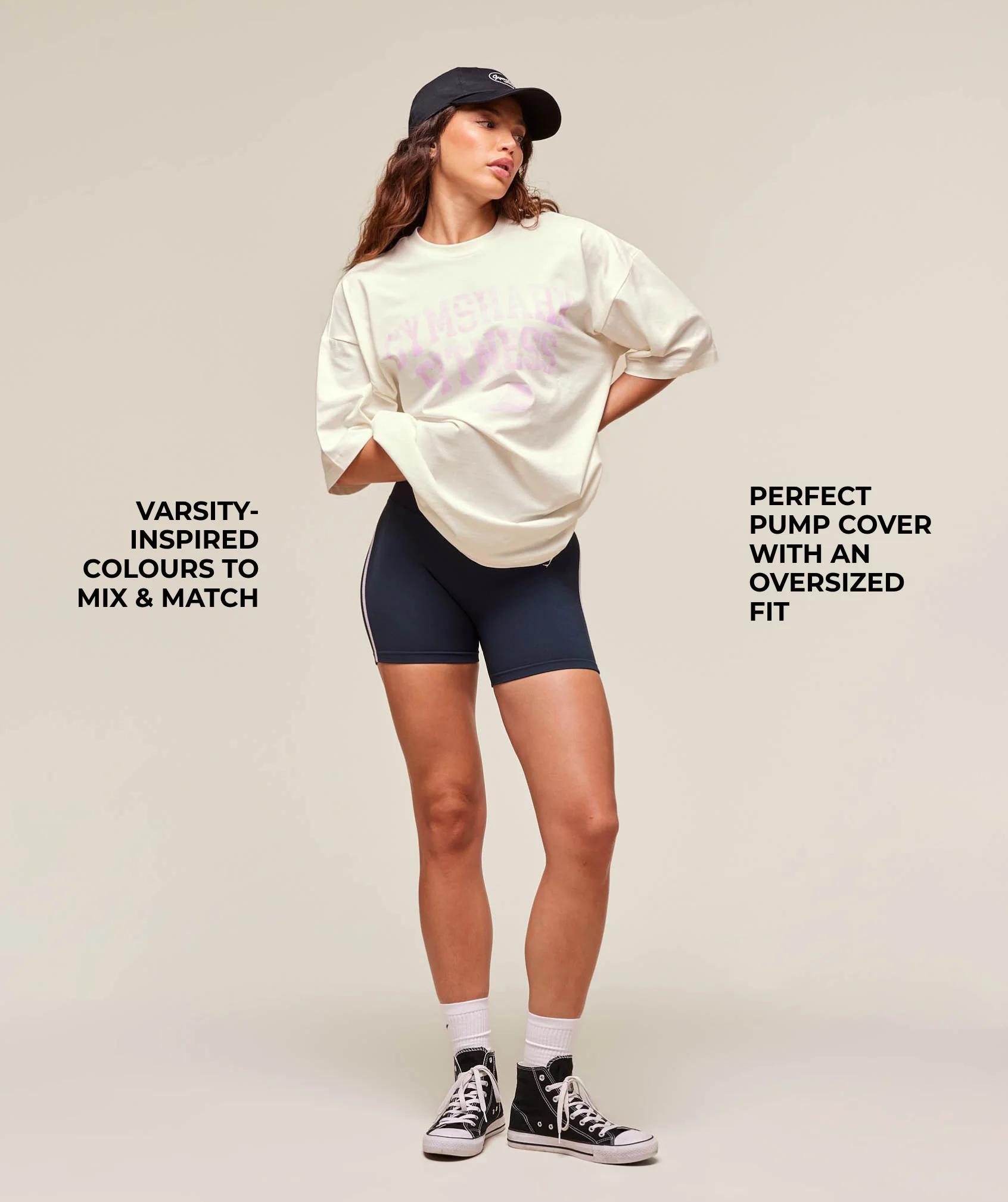 Varsity Graphic Oversized T-shirt – Soft White