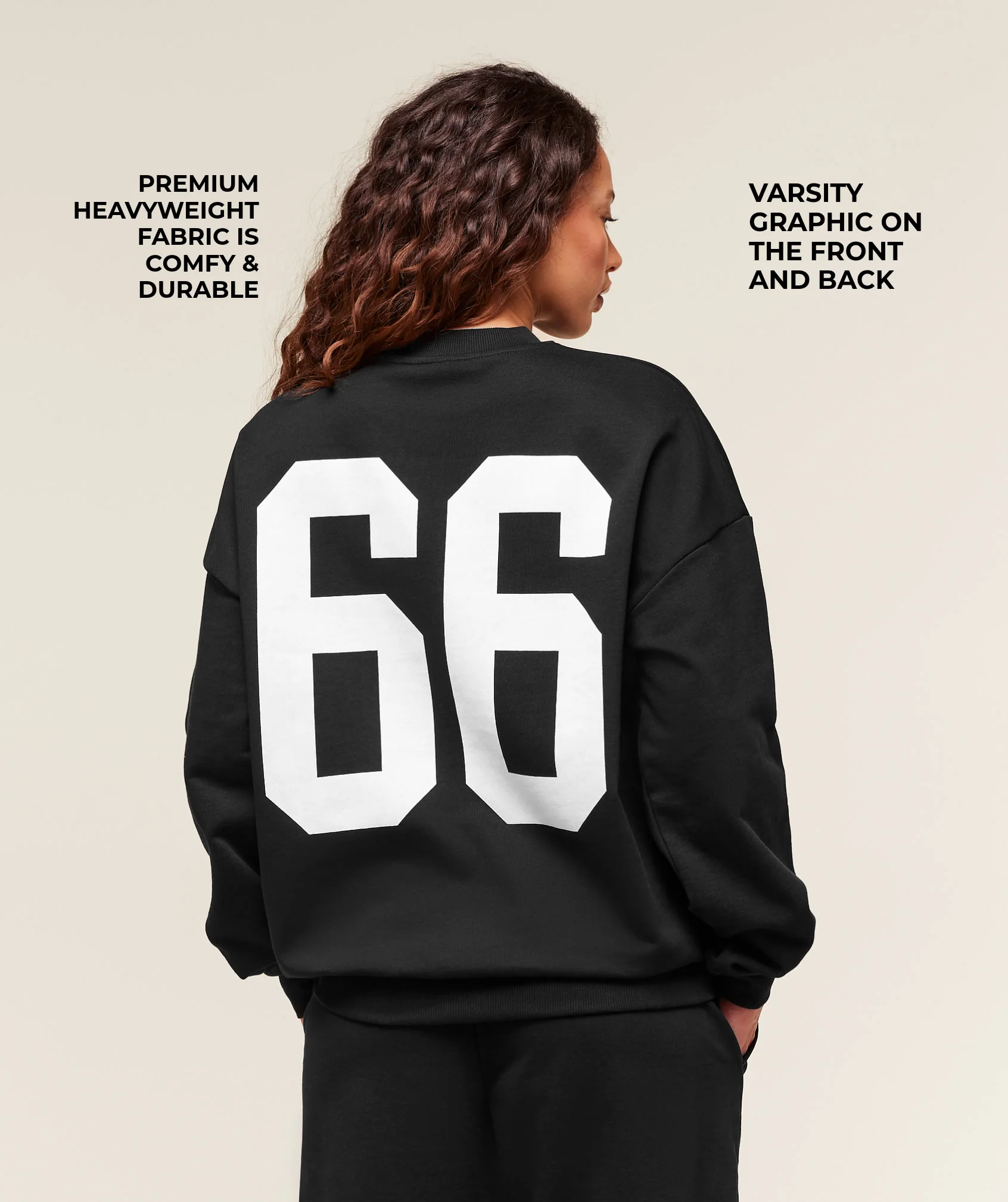 Varsity Graphic Pullover – Black