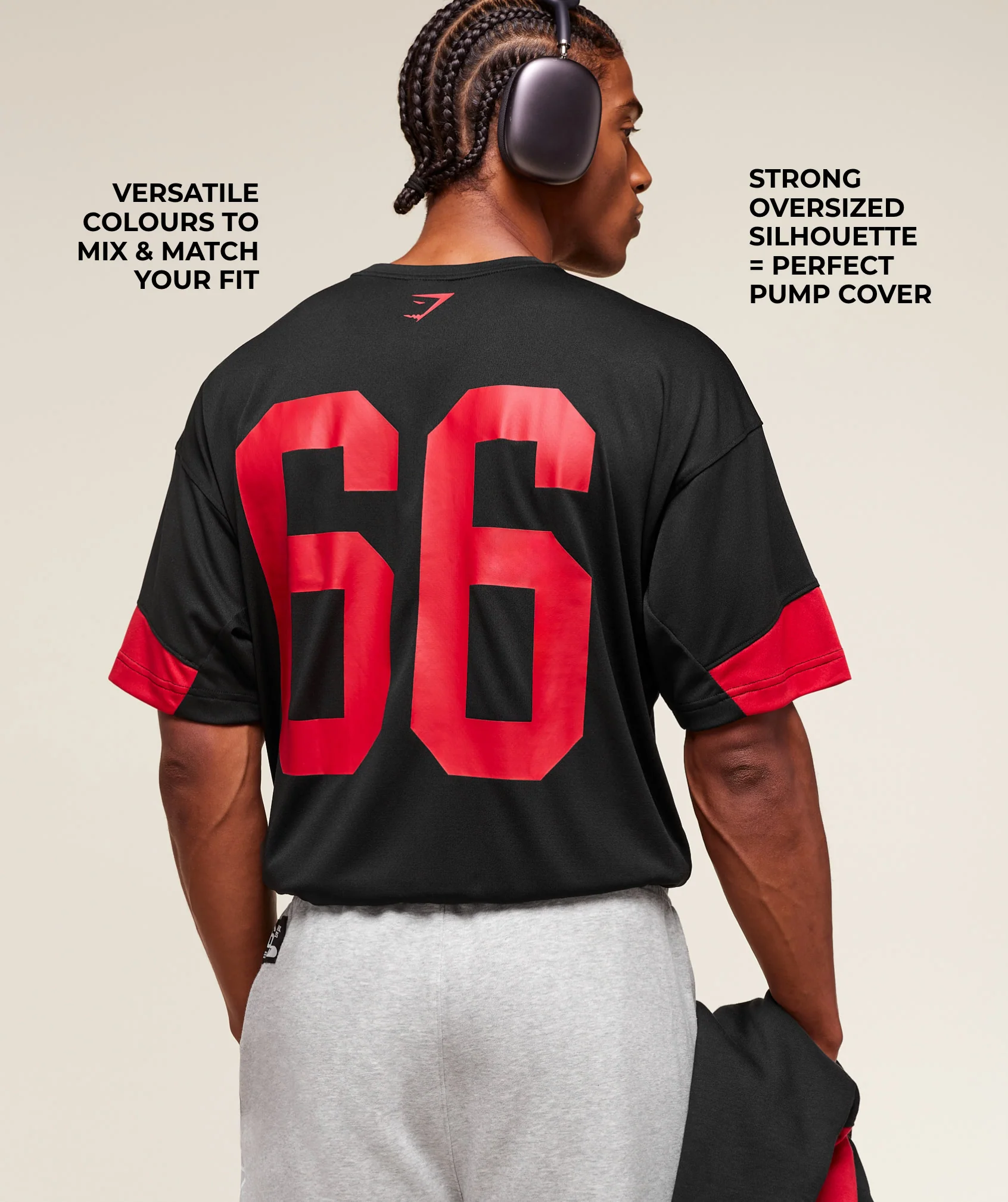 Varsity Oversized T-Shirt – Black/Conditioning Red