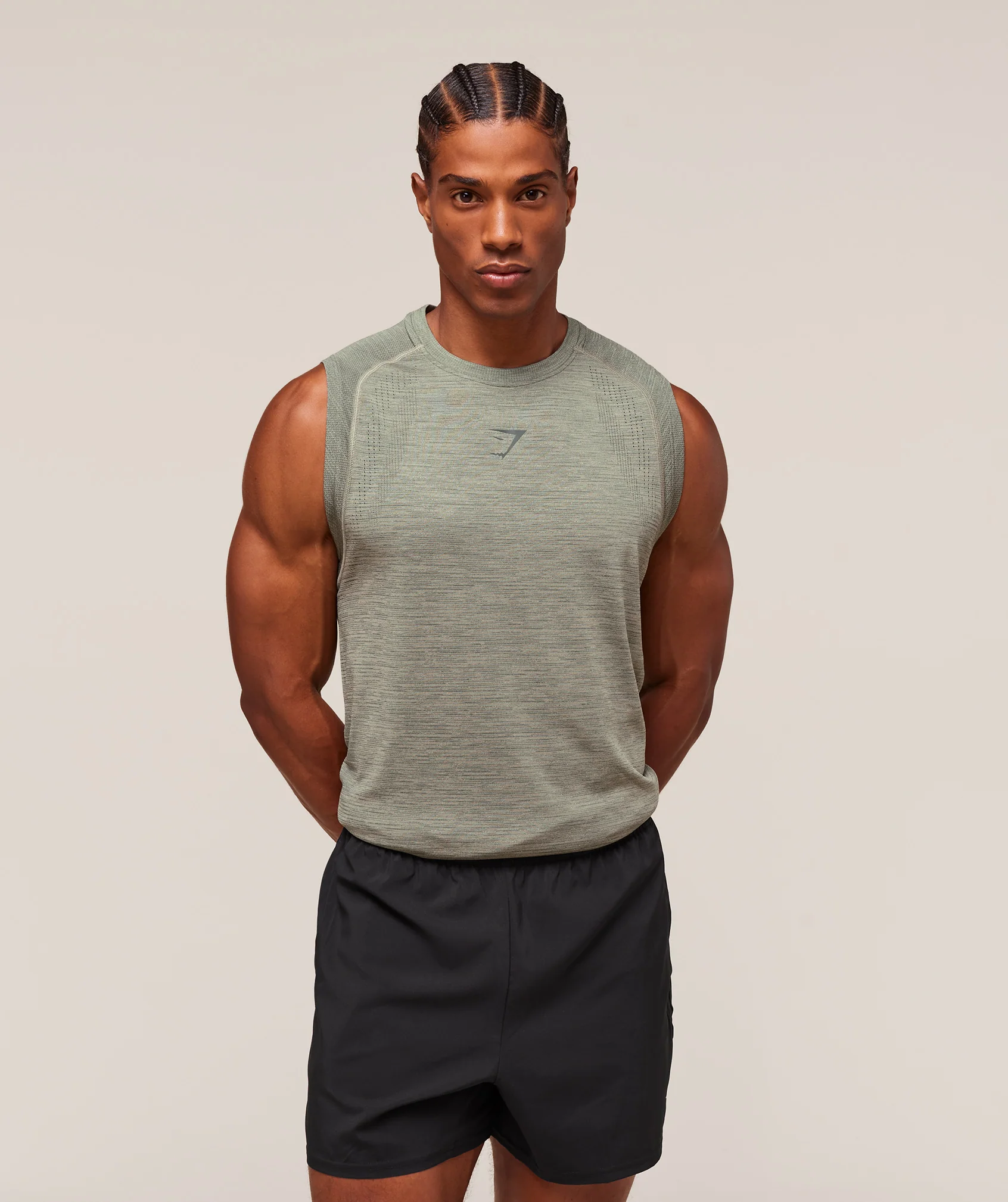 Versatile Seamless Tank – Chalk Green/Slate Teal