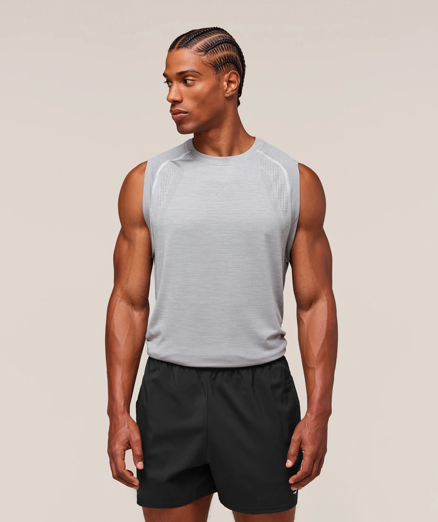 Versatile Seamless Tank – Light Grey/Smokey Grey