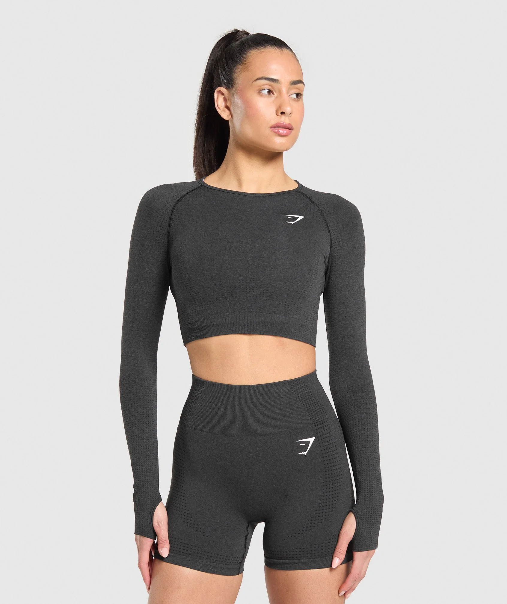 Vital Crop Top – Black Marl