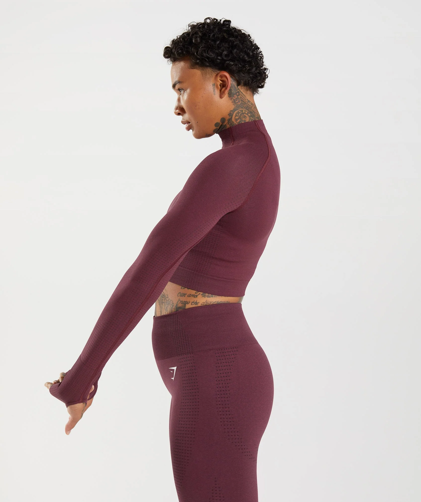 Vital High Neck Midi Top – Baked Maroon Marl - Imagen 2