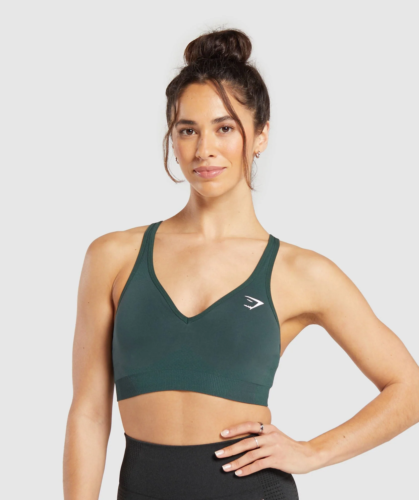Vital V Neck Sports Bra – Woodland Green Marl