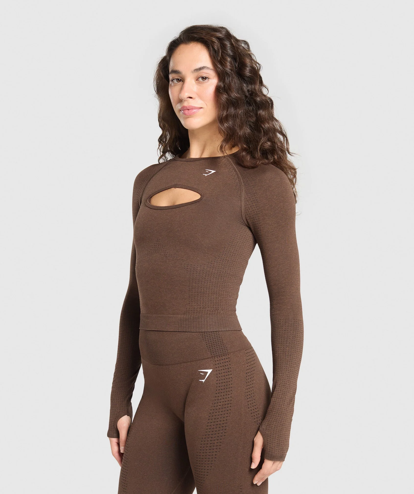 Vital Long Sleeve Cut Out Top – Espresso Marl - Imagen 2