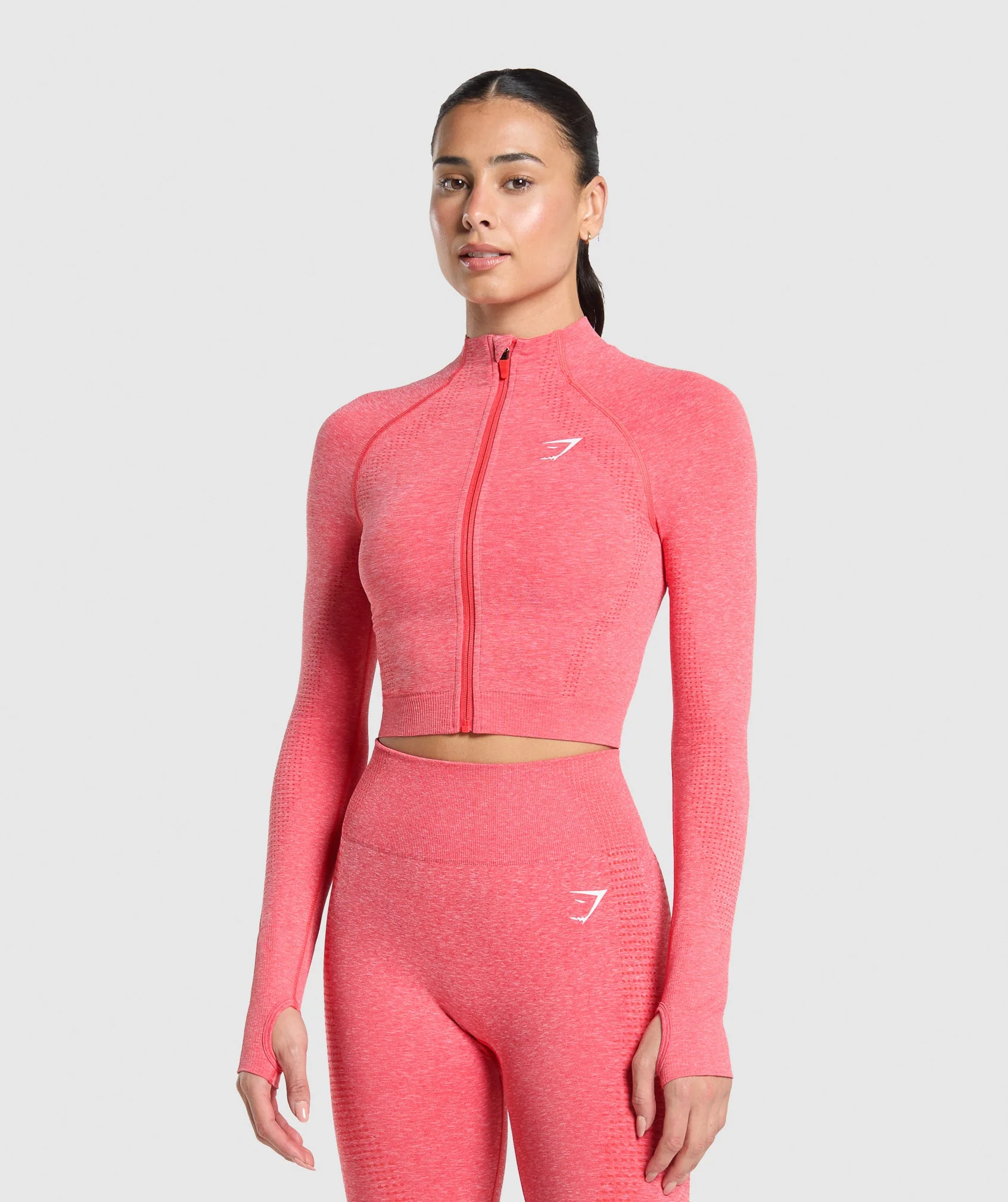 Vital Midi Zip Up Jacket – Coral Red/Marl