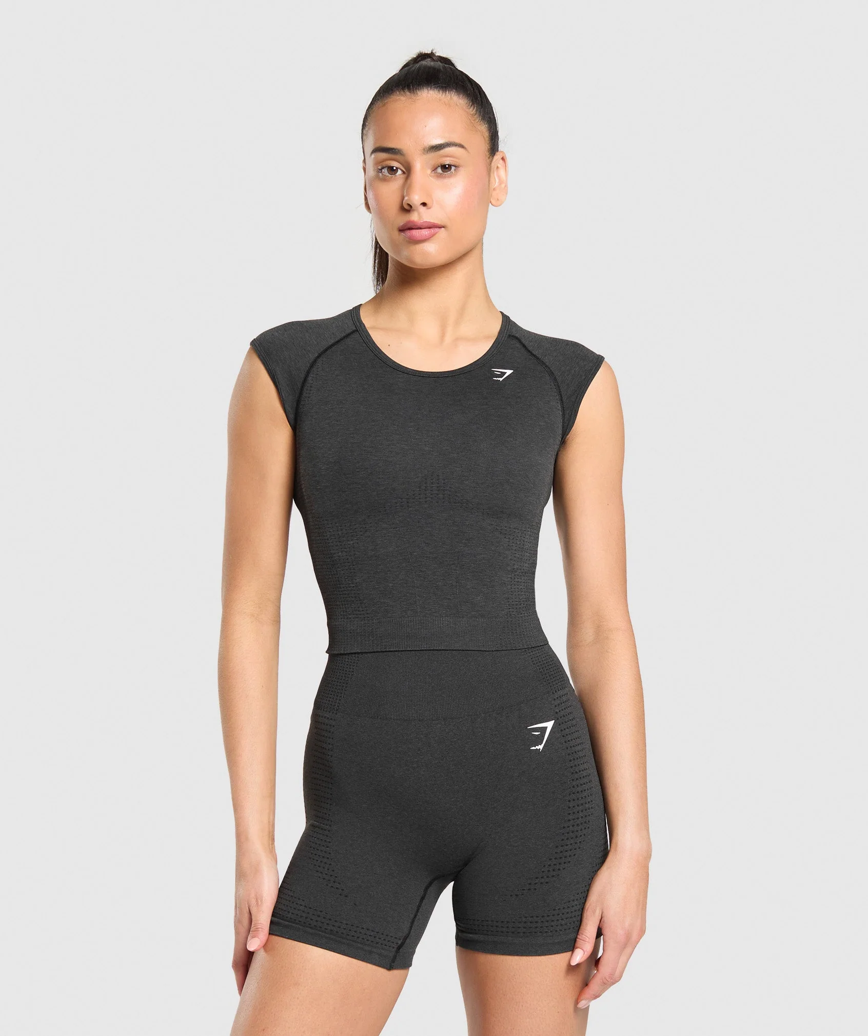 Vital Scoop Neck Top – Black Marl