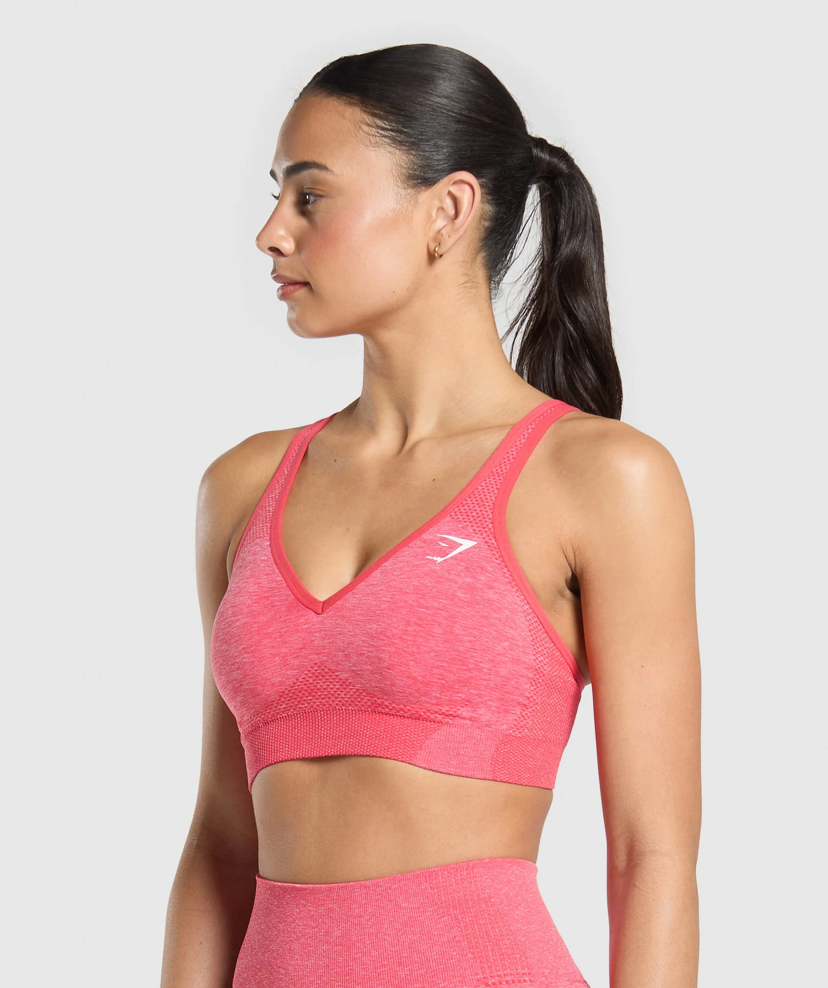 Vital V Neck Sports Bra – Coral Red/Marl - Imagen 2