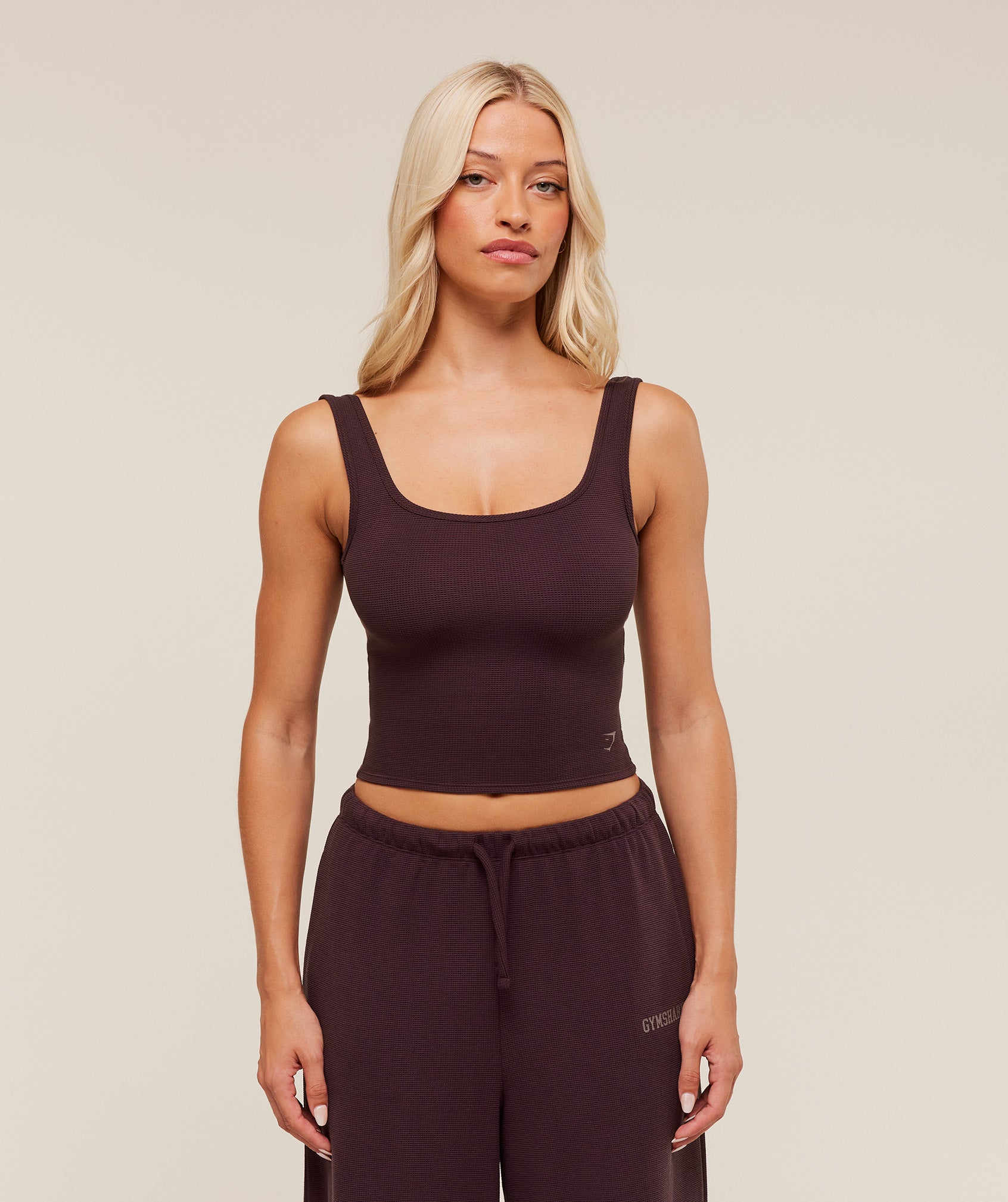 Waffle Cropped Tank – Cherry Purple