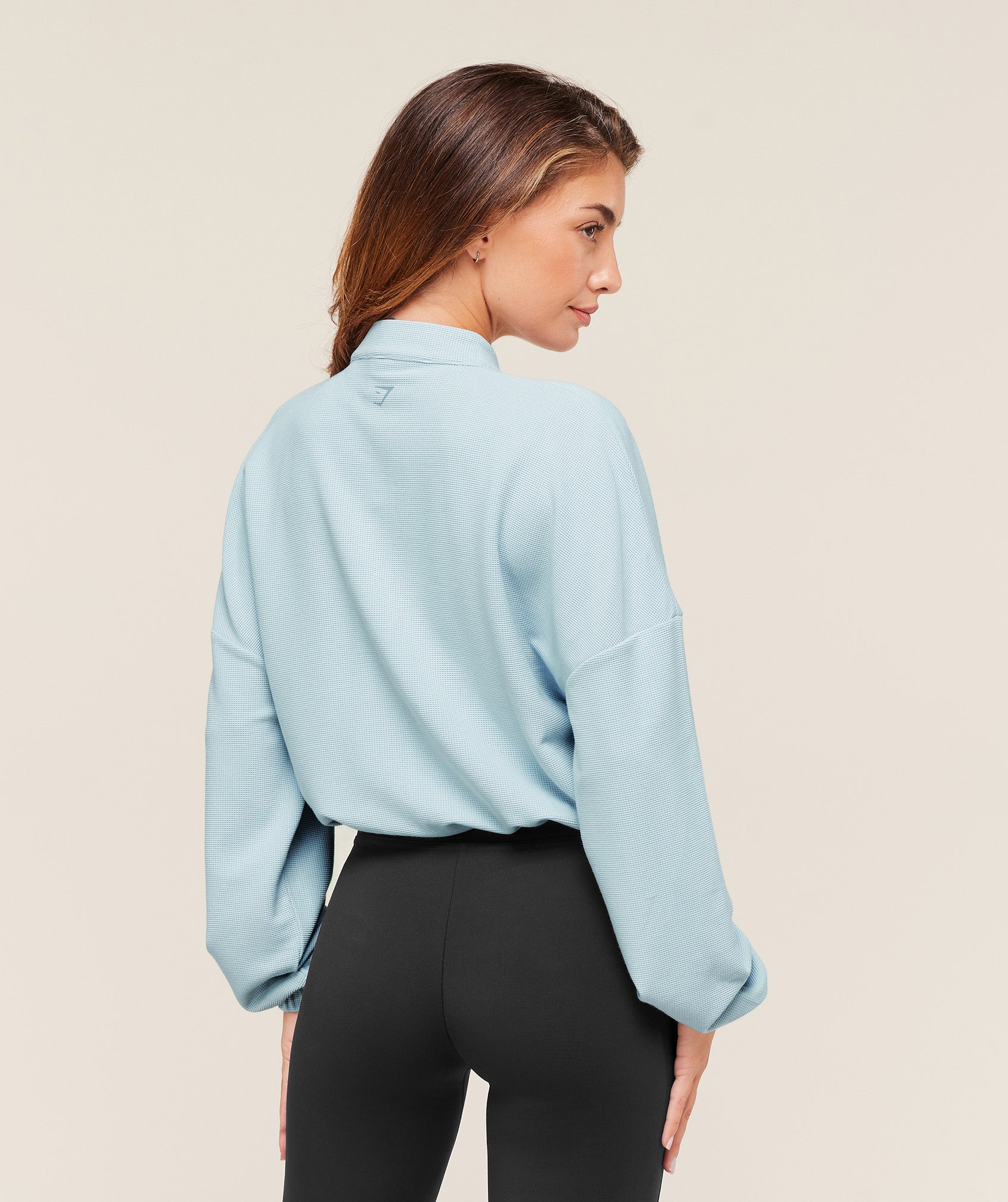 Waffle Midi Zip Up Jacket – Smoke Blue