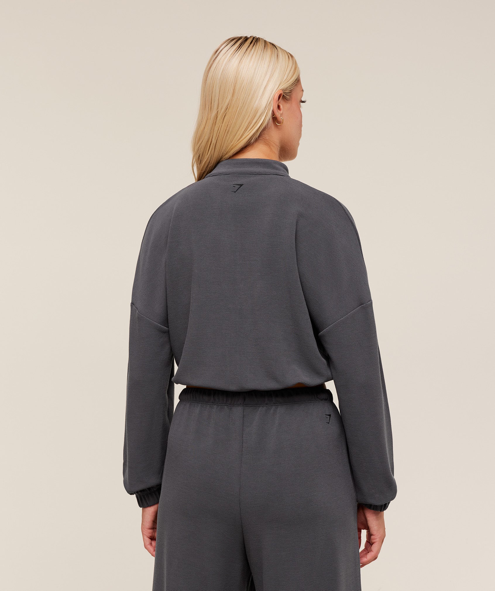 Waffle Midi Zip Up Jacket – Onyx Grey