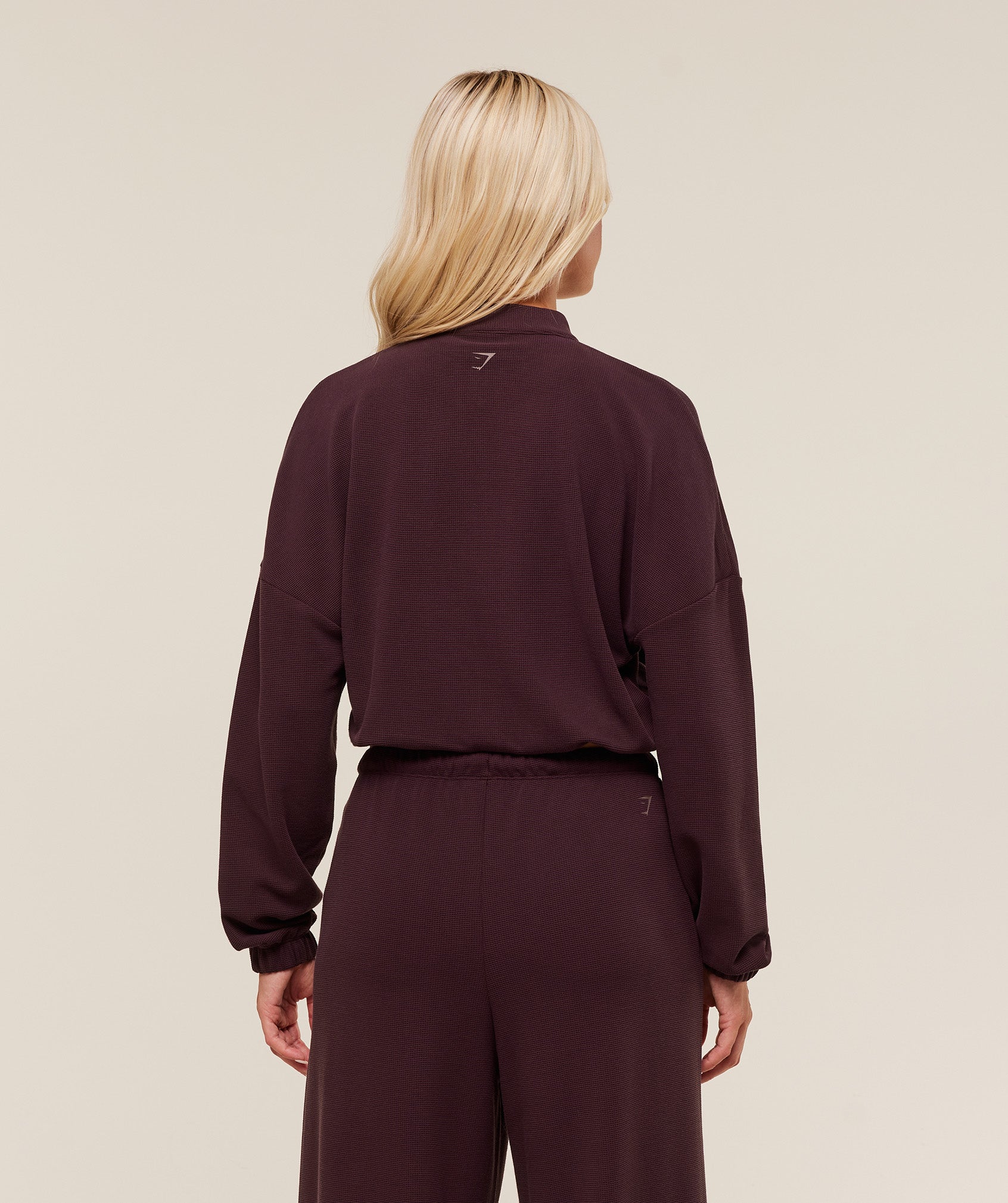 Waffle Midi Zip Up Jacket – Cherry Purple