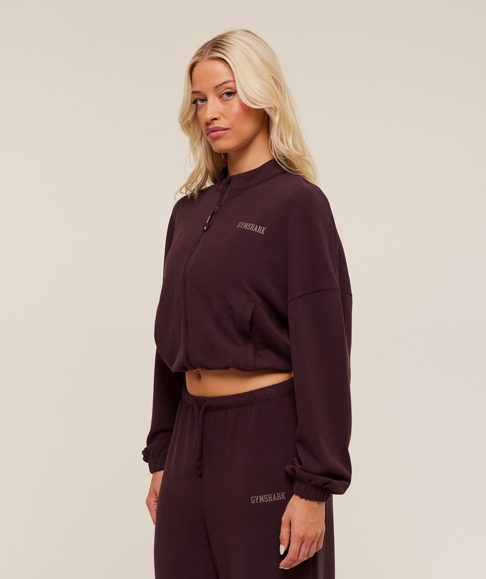 Waffle Midi Zip Up Jacket – Cherry Purple - Imagen 2