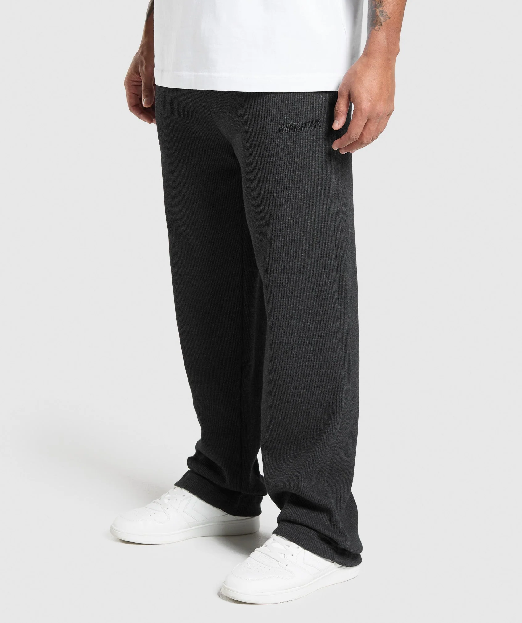 Waffle Straight Leg Joggers – Black