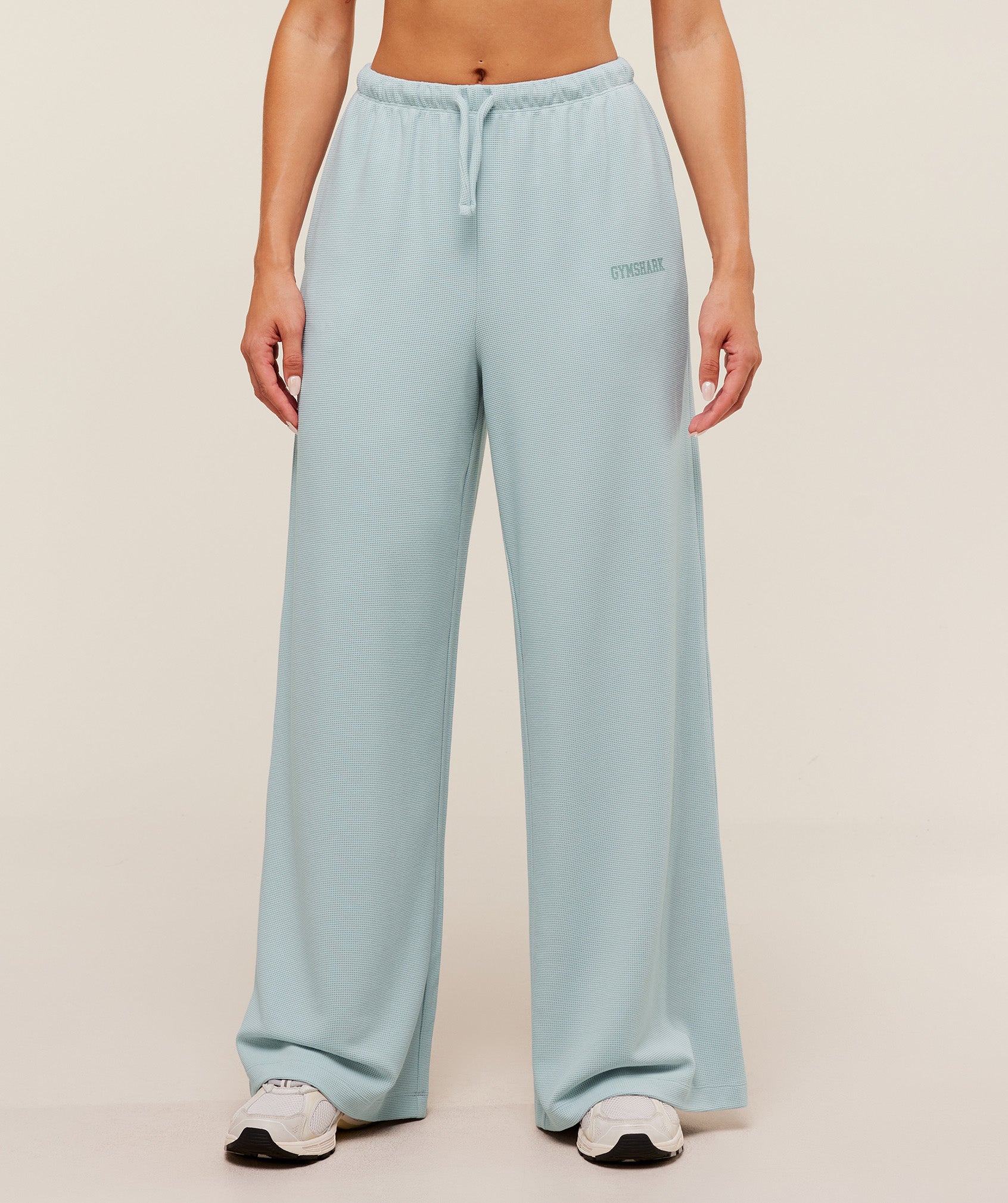 Waffle Wide Leg Pants – Smoke Blue