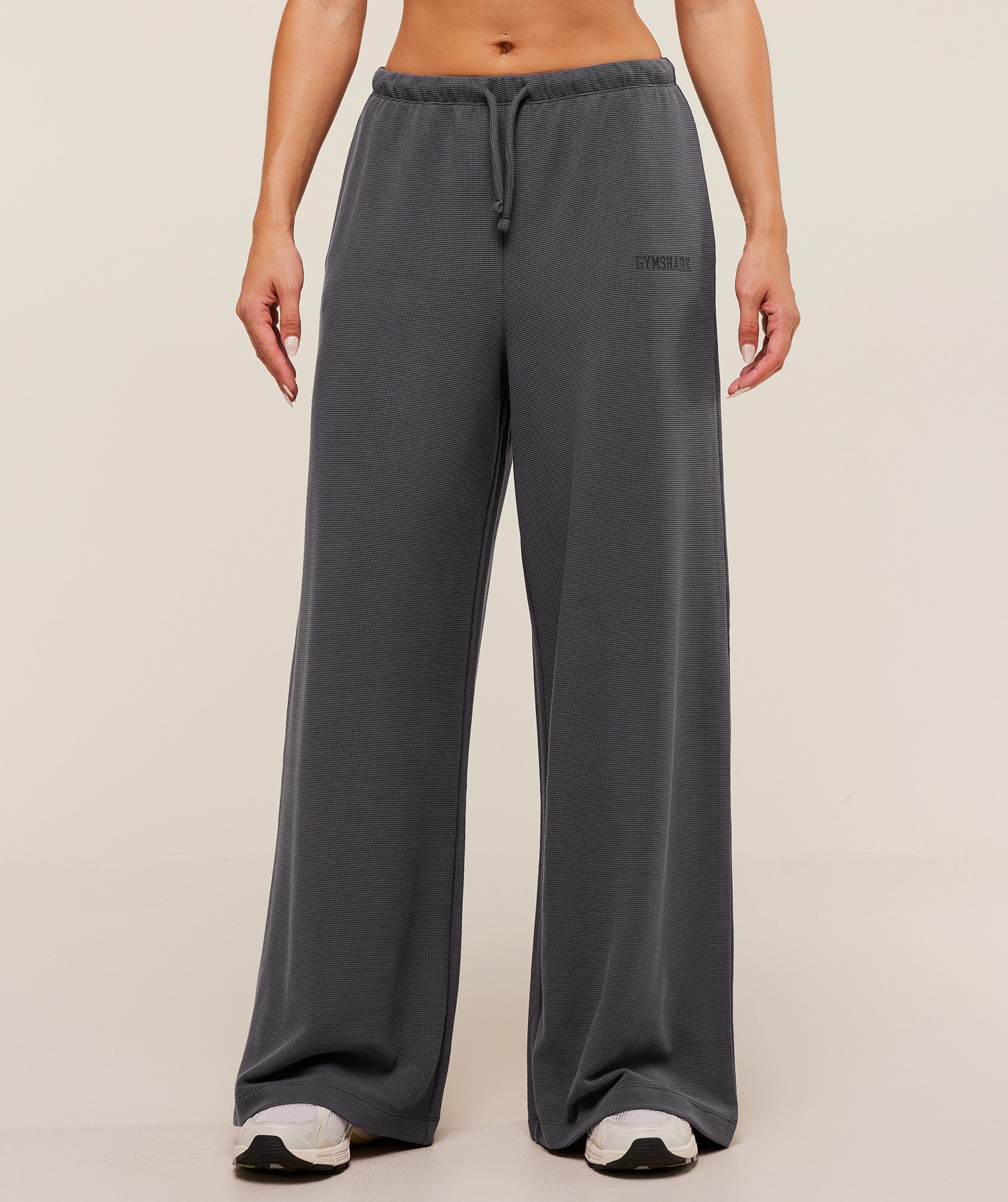 Waffle Wide Leg Pants – Onyx Grey - Imagen 2