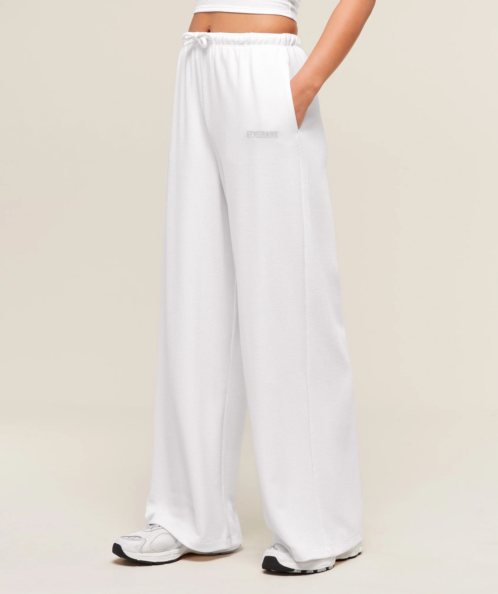 Waffle Wide Leg Pants – White