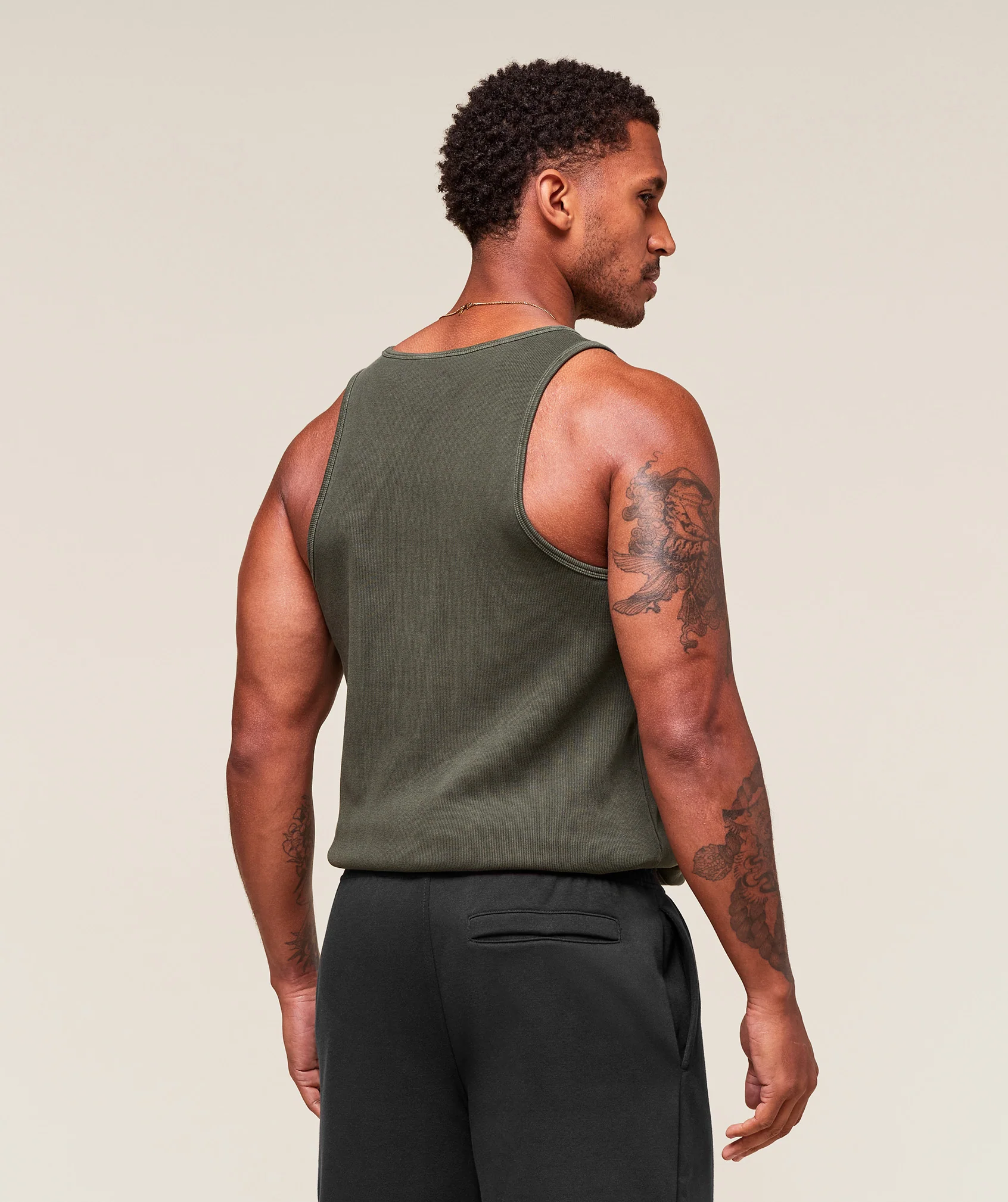 Washed Premium Ribbed Tank – Strength Green