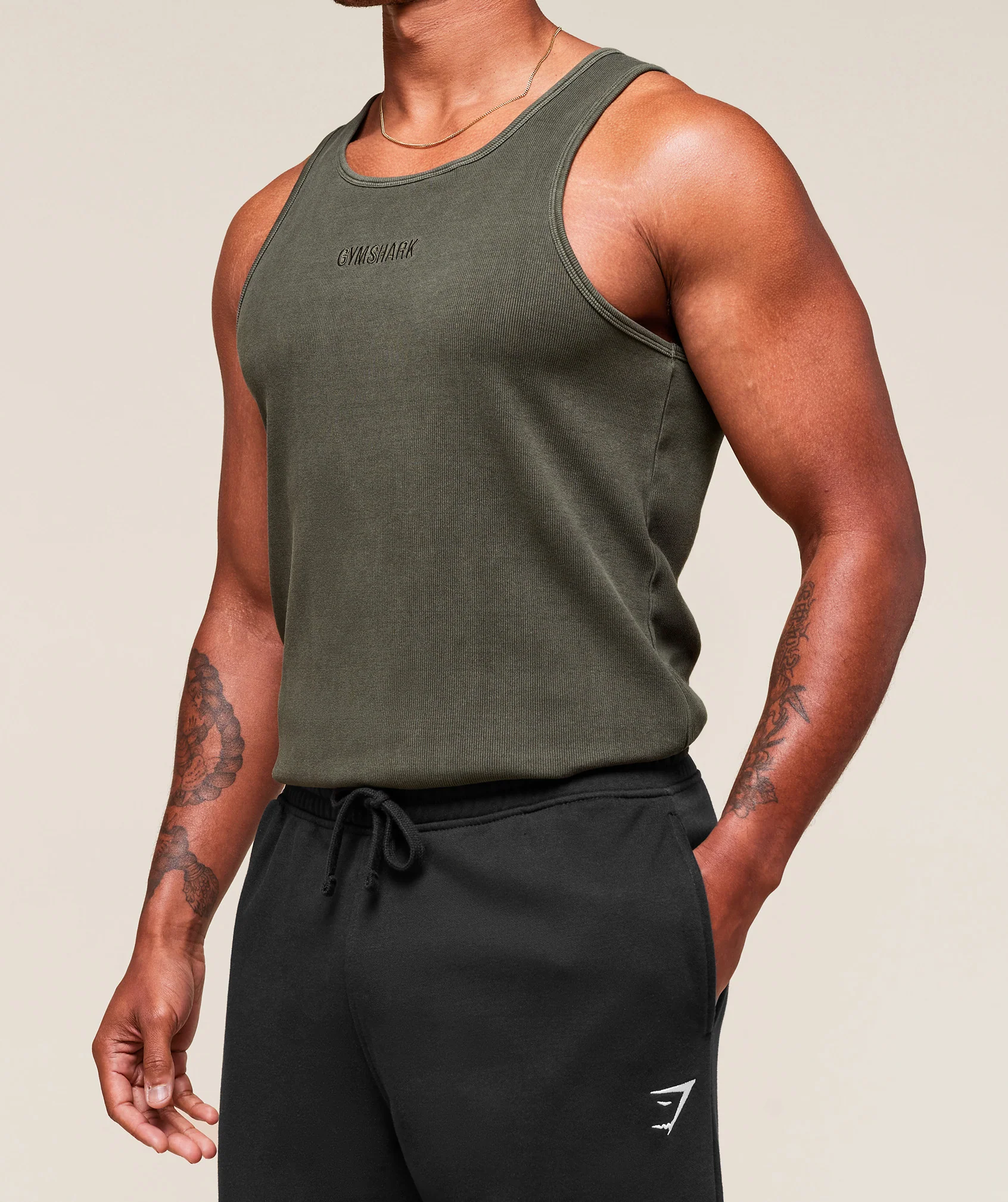 Washed Premium Ribbed Tank – Strength Green - Imagen 2