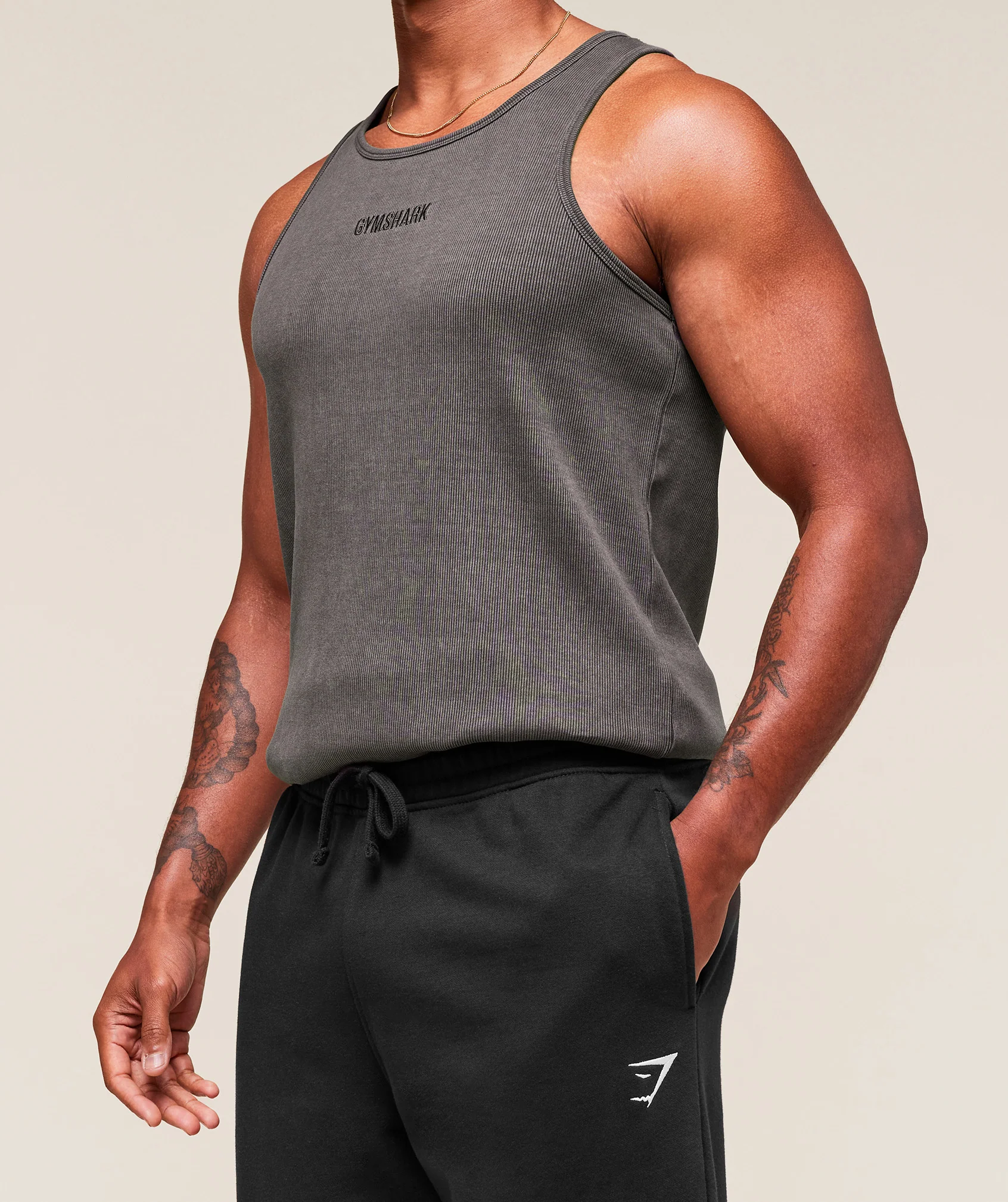 Washed Premium Ribbed Tank – Onyx Grey - Imagen 2