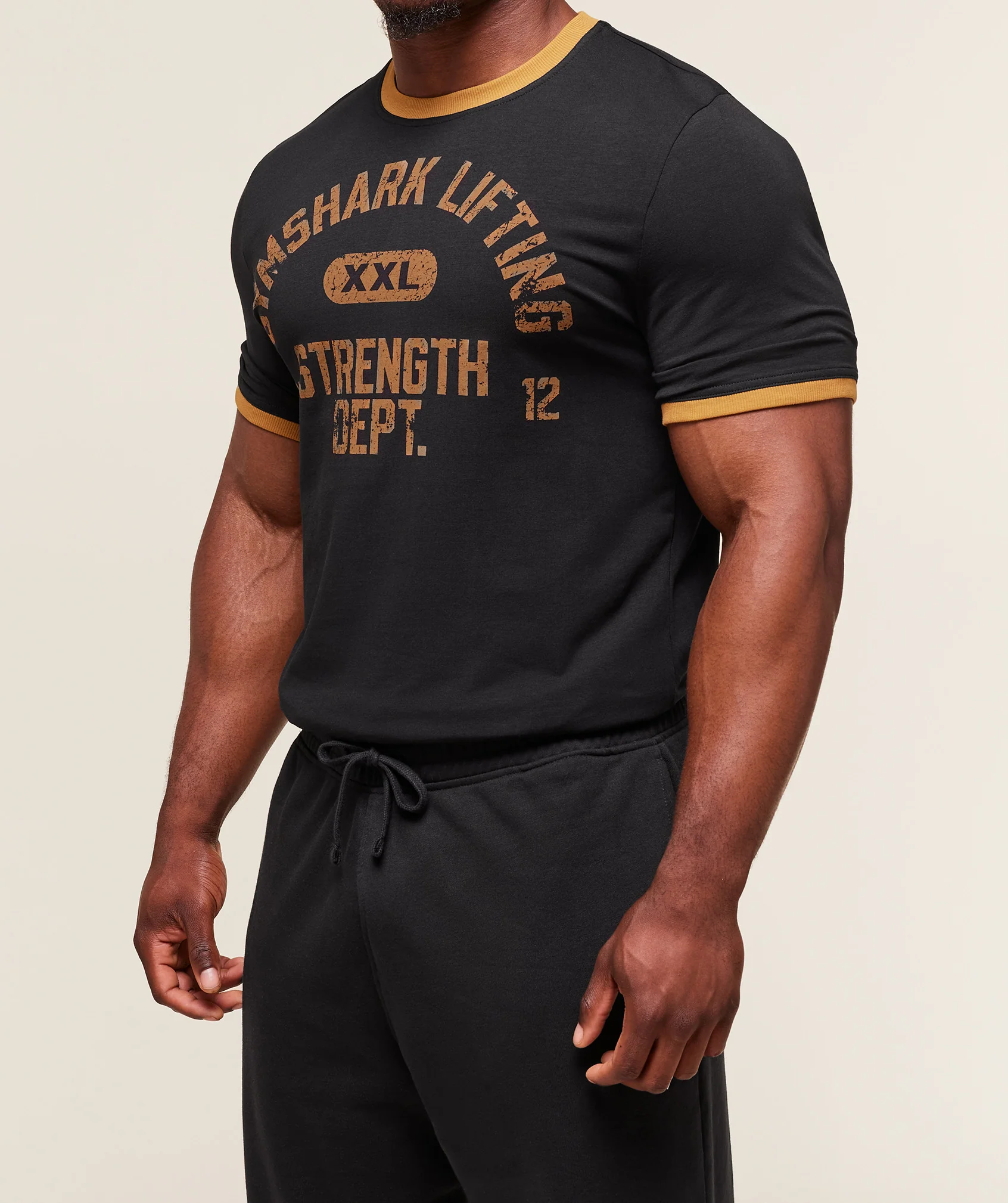 XXL Strength Dept Ringer T-Shirt – Black - Imagen 2